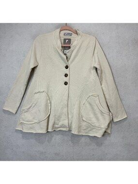 Tina Stephens Jacket Womens 1 White French Terry Button Front Jane Travel Italy